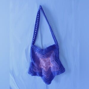 Blue and Pink Crochet Women's Star Bag